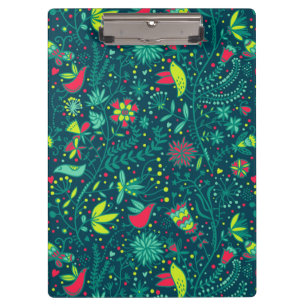 Porte-bloc Motif floral avec des oiseaux de bande dessinée