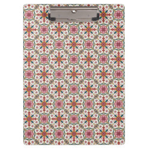 Porte-bloc Motif floral boho en rouge, rose et sarcelle