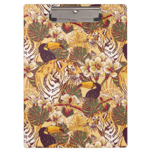 Porte-bloc Motif floral tropical avec le tigre