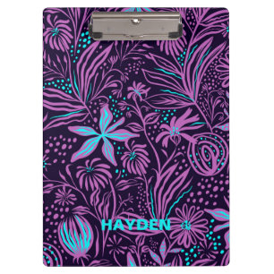 Porte-bloc Motif floral violet foncé moderne personnalisé