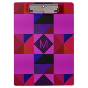 Porte-bloc Motif géométrique abstrait magenta Monogramme