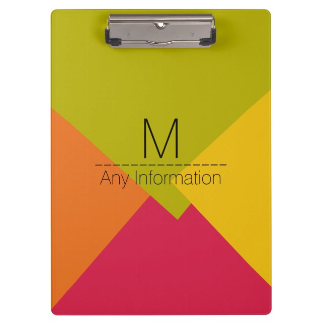 Porte-bloc Motif géométrique couleur rétro moderne Monogramme (Devant)