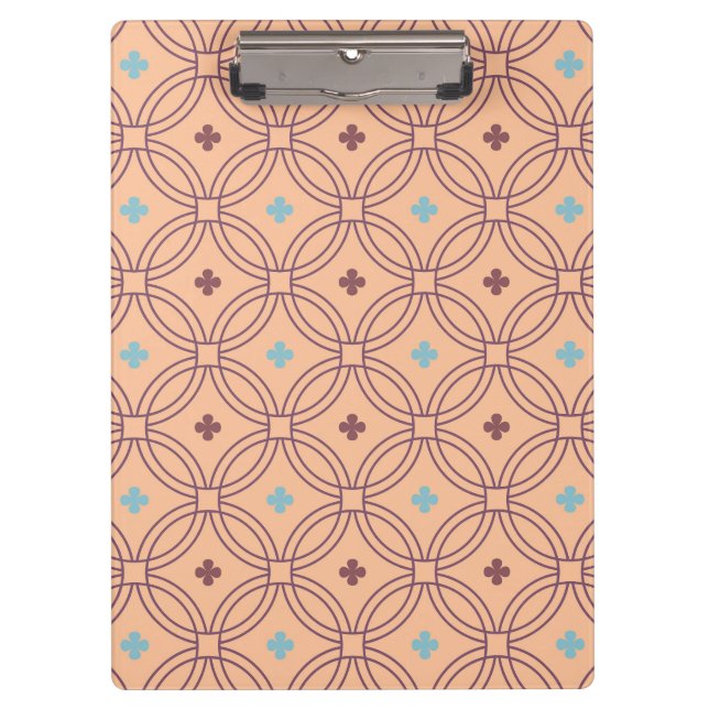Porte-bloc Motif géométrique interversible rose et bleu rétro (Devant)