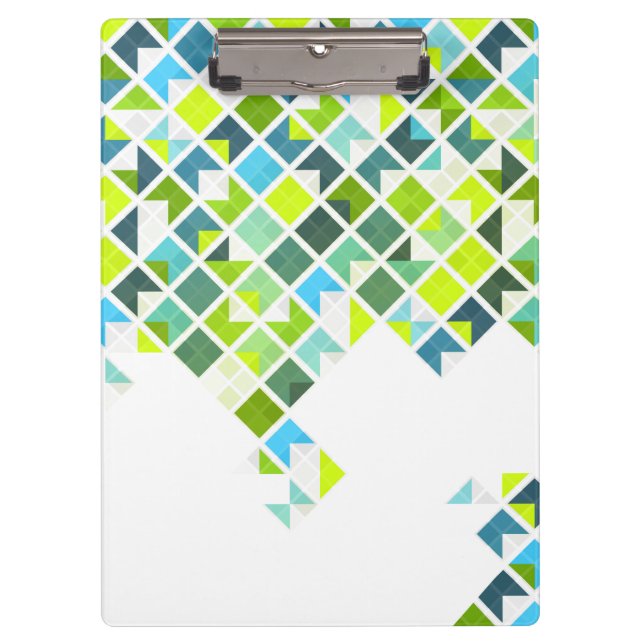 Porte-bloc Motif géométrique vert, bleu, blanc (Devant)