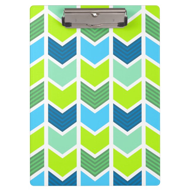 Porte-bloc Motif géométrique vert et bleu moderne de Chevron (Devant)