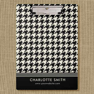 Porte-bloc Motif Houndstooth professionnel noir blanc cassé