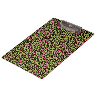 Porte-bloc Motif léopard en framboise sur Lime Green
