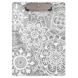 Porte-bloc Motif Mandala gris doux