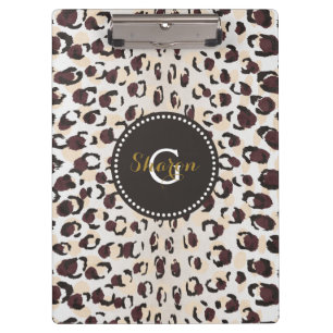 Porte-bloc Motif moderne chic brun cheetah imprimé monogramme