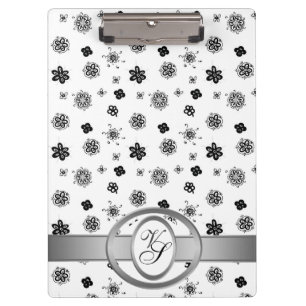 Porte-bloc Motif Monogramme moderne noir et blanc