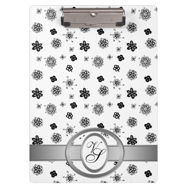 Porte-bloc Motif Monogramme moderne noir et blanc (Devant)
