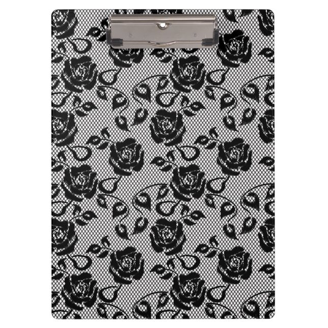 Porte-bloc Motif noir de dentelle sur l'arrière - plan blanc (Devant)