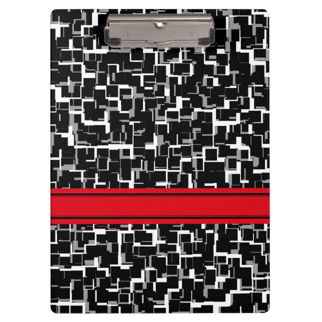 Porte-bloc Motif numérique camouflage noir blanc rouge (Devant)