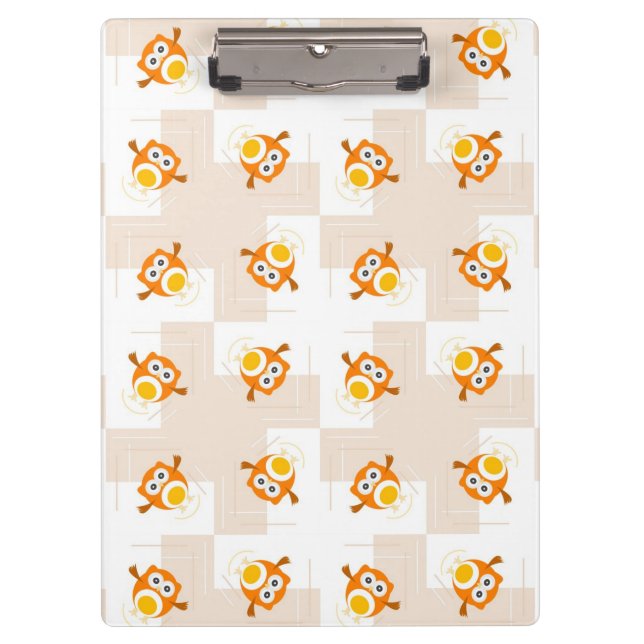 Porte-bloc Motif orange d'illustration de hibou (Devant)