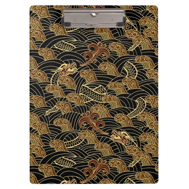 Porte-bloc Motif oriental de dragon de mer (Devant)