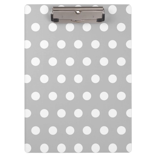 Porte-bloc Motif Pois gris argenté et blanc (Devant)