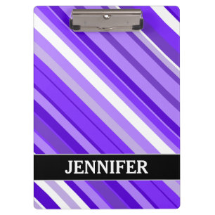Porte-bloc Motif rayé violet et blanc + Nom personnalisé