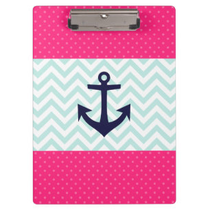 Porte-bloc Motif rose nautique d'ancre de Chevron de menthe
