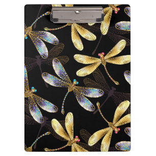Porte-bloc Motif sans couture avec libellules d'or