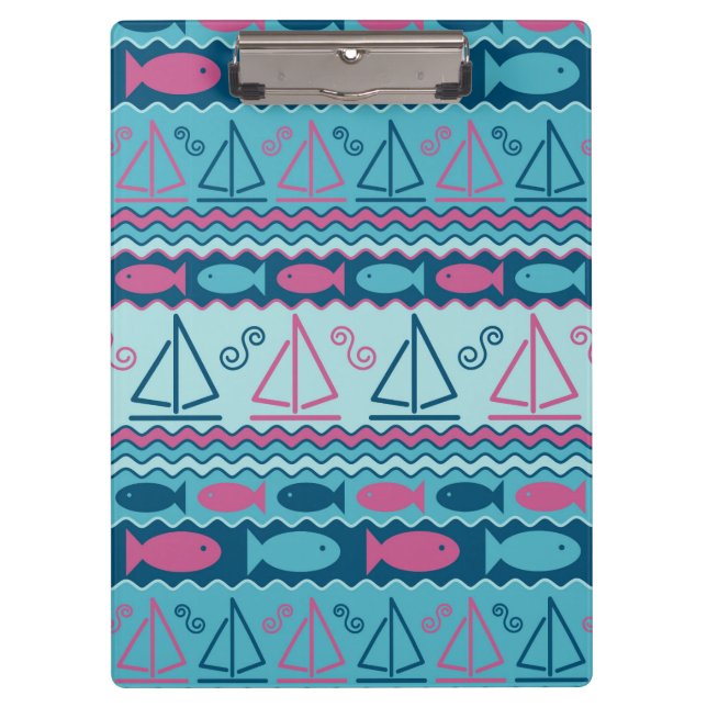 Porte-bloc Motif superbe de poissons et de voilier (Devant)