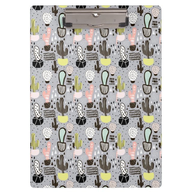 Porte-bloc Motif texturisé tiré par la main de cactus (Devant)