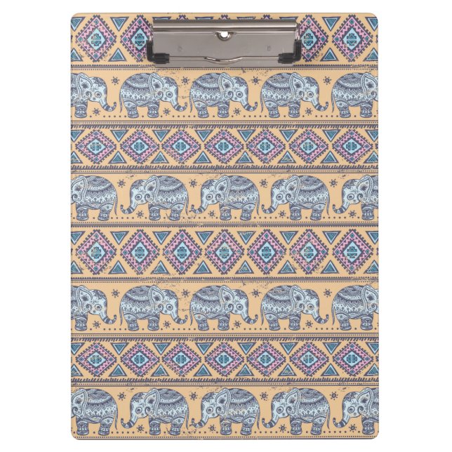 Porte-bloc Motif tribal d'éléphant ethnique bleu (Devant)