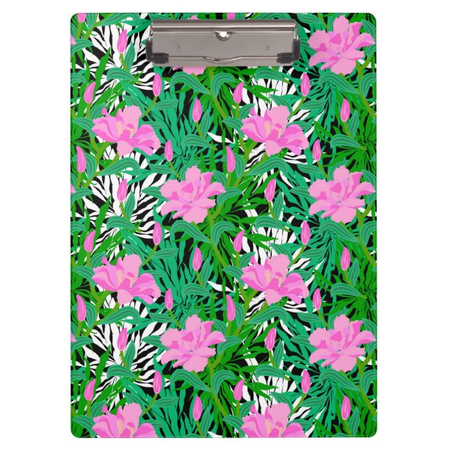 Porte-bloc Motif tropical avec des fleurs de jungle (Devant)