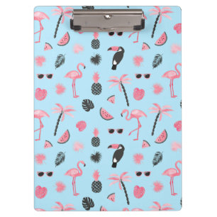 Porte-bloc Motif tropical d'été rose et bleu