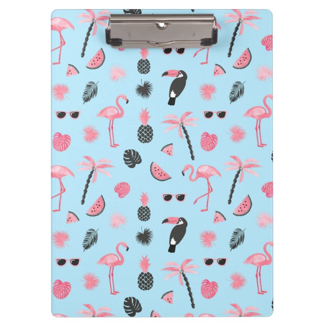 Porte-bloc Motif tropical d'été rose et bleu (Devant)