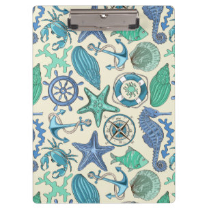 Porte-bloc Motif turquoise d'animaux de mer