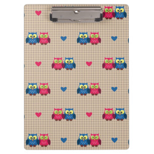 Porte-bloc Motif vérifié avec des hiboux d'amour