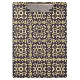 Porte-bloc Motif vintage de damassé d'art, d'or