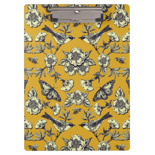 Porte-bloc Moutarde Jaune et Oiseaux de la Marine, Papillons