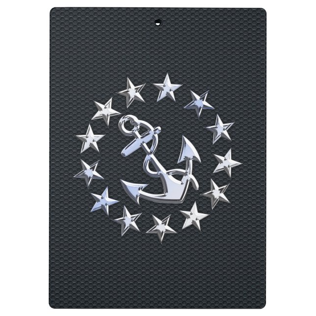Porte-bloc Nautique Yacht Drapeau Chrome Ensigne sur Grille I (Dos)