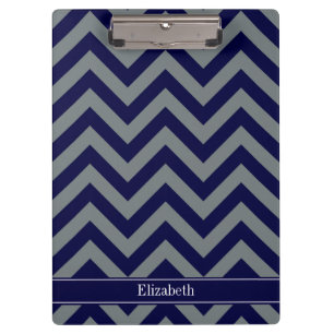Porte-bloc Navy, Charcoal LG Chevron Navy Blue Name Monogram