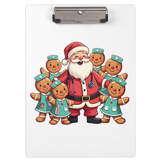 Porte-bloc Noël Père Noël Pain d'épices Infirmières (Devant)