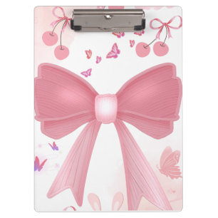 Porte-bloc Nœud Rose Coquette et Cerises – Esthétique Collage