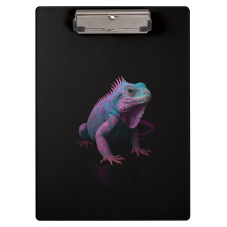 Porte-bloc noir 4 Luxe, Iguane rose tropical