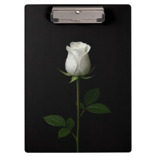 Porte-bloc noir 4 Luxe, Rose blanche pure