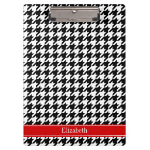 Porte-bloc Noir Blanc Cane Noir Rouge Nom Monogramme
