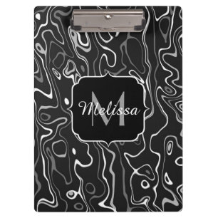 Porte-bloc Noir blanc gris damas tourbillons abstraits Monogr