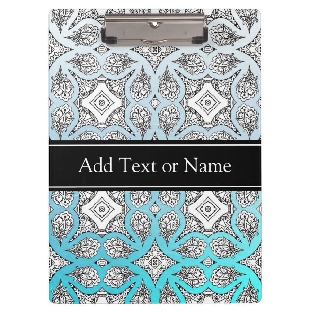 Porte-bloc Noir et bleu Mandala Zen Personnalisé (Devant)