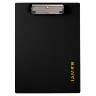 Porte-bloc Noir personnalisé par monogramme moderne et or