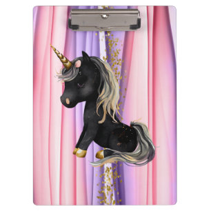 Porte-bloc Noir Unicorne oreilles roses