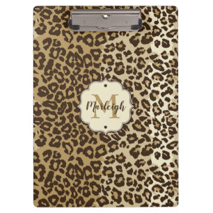 Porte-bloc Nom de monogramme personnalisé Empreinte de léopar
