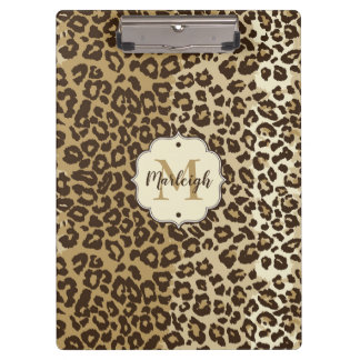 Porte-bloc Nom de monogramme personnalisé Empreinte de léopar