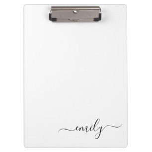 Porte-bloc Nom du monogramme blanc noir moderne