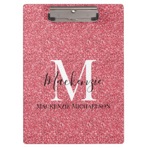 Porte-bloc Nom du monogramme de la Parties scintillant rouge