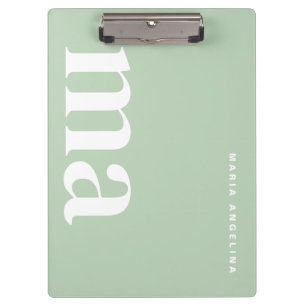 Porte-bloc Nom du monogramme de l'école verte simple