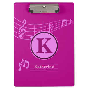Porte-bloc Nom élégant personnalisé Monogram Letter Music Sch
